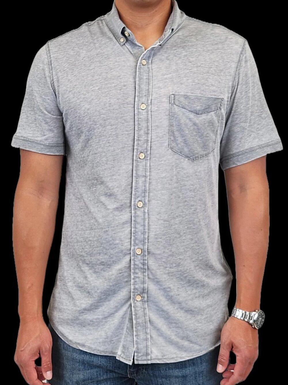 Surfside Supply Grey Burnout Knit Short Sleeve Vintage Shirt With Front Pocket